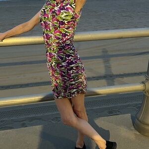 Chiara Boni Multicolor Ruched Mini Dress